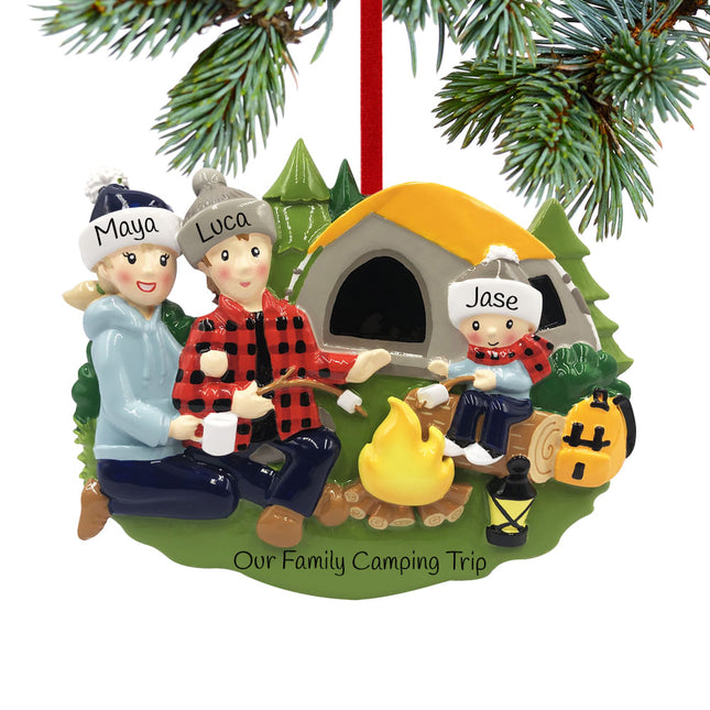 Camp Fire Family Personalized Ornament - 2, 3, 4, 5 Family Members