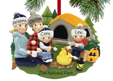 personalized personalized camp fire family of 4 christmas ornament – Christmas ornament, holiday tree decoration or gift