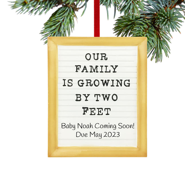 Our Family is Growing Letter Board Ornament