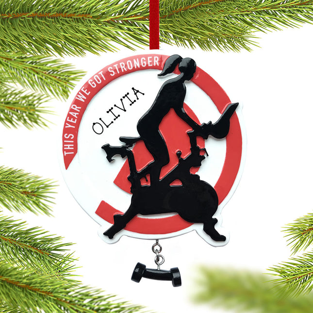 holiday personalized female peloton christmas ornament – Christmas ornament, holiday tree decoration or gift