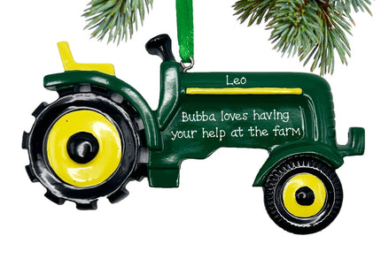 custom personalized green tractor christmas ornament – Christmas ornament, holiday tree decoration or gift