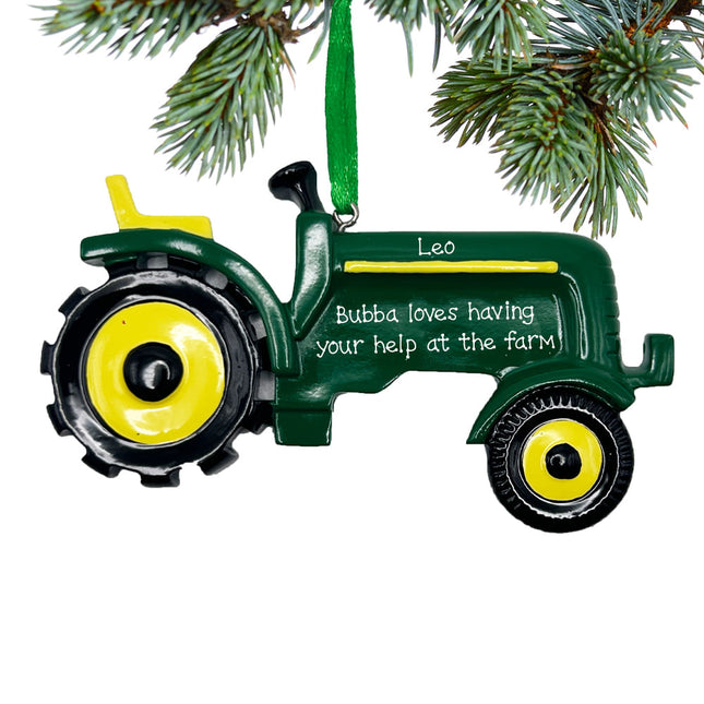 custom personalized green tractor christmas ornament – Christmas ornament, holiday tree decoration or gift