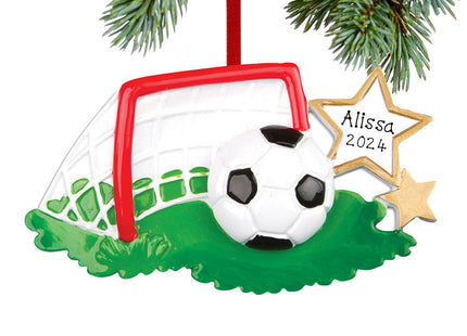 custom personalized soccer ball and goal christmas ornament – Christmas ornament, holiday tree decoration or gift