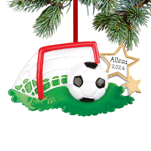 custom personalized soccer ball and goal christmas ornament – Christmas ornament, holiday tree decoration or gift