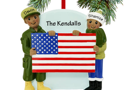 personalized personalized african american military couple christmas ornament – Christmas ornament, holiday tree decoration o