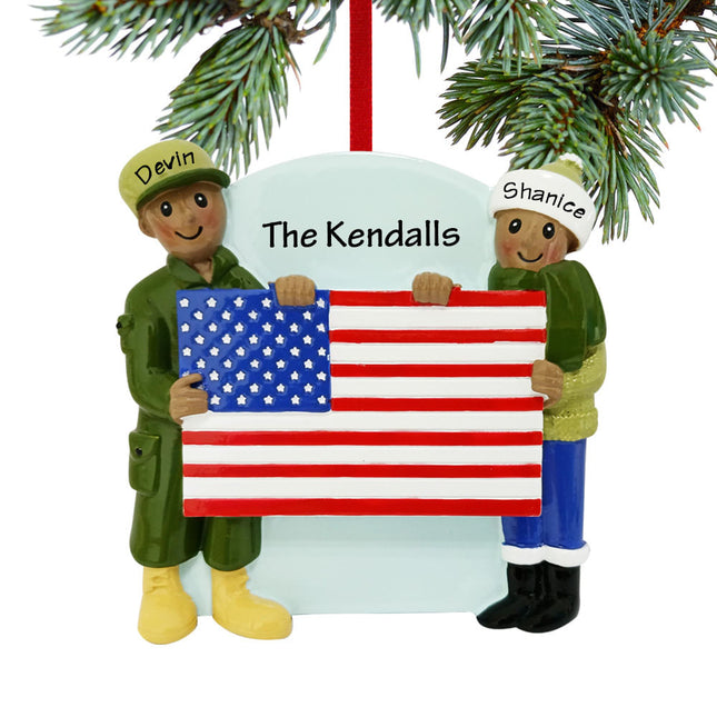 personalized personalized african american military couple christmas ornament – Christmas ornament, holiday tree decoration o