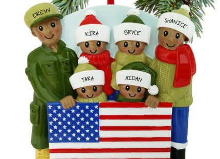 holiday personalized military african american family of 6 christmas ornament – Christmas ornament, holiday tree decoration o