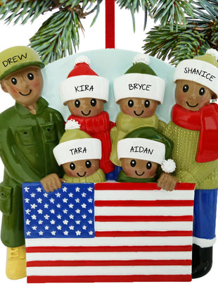 Military African American Family Of 6 Ornament  by POLARX Ornament