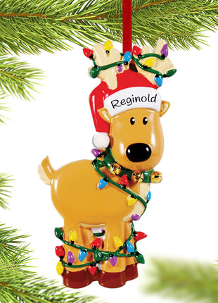 Deer Tangled In Lights Ornament  by POLARX Ornament