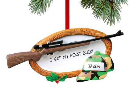 engraved personalized hunting rifle christmas ornament – Christmas ornament, holiday tree decoration or gift