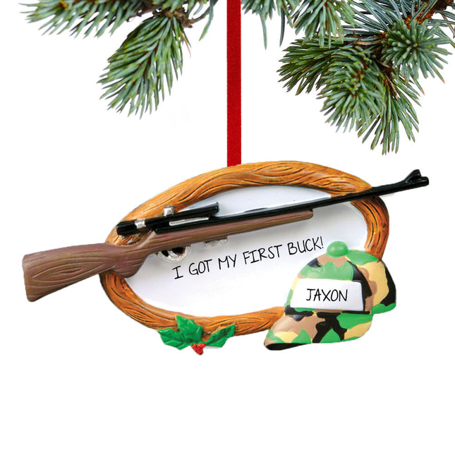 engraved personalized hunting rifle christmas ornament – Christmas ornament, holiday tree decoration or gift