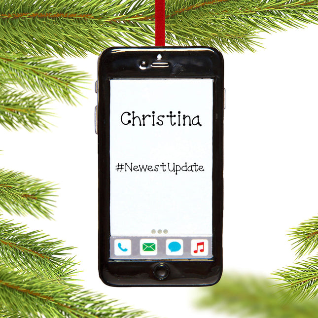 keepsake personalized black iphone cell phone christmas ornament – Christmas ornament, holiday tree decoration or gift
