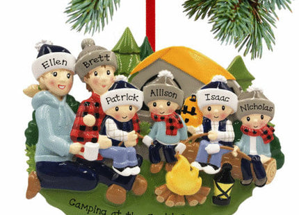 personalized personalized camp fire family of 6 christmas ornament – Christmas ornament, holiday tree decoration or gift