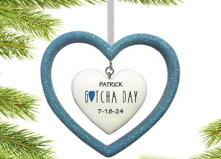 engraved personalized adoption happy gotcha day blue christmas ornament – Christmas ornament, holiday tree decoration or gift