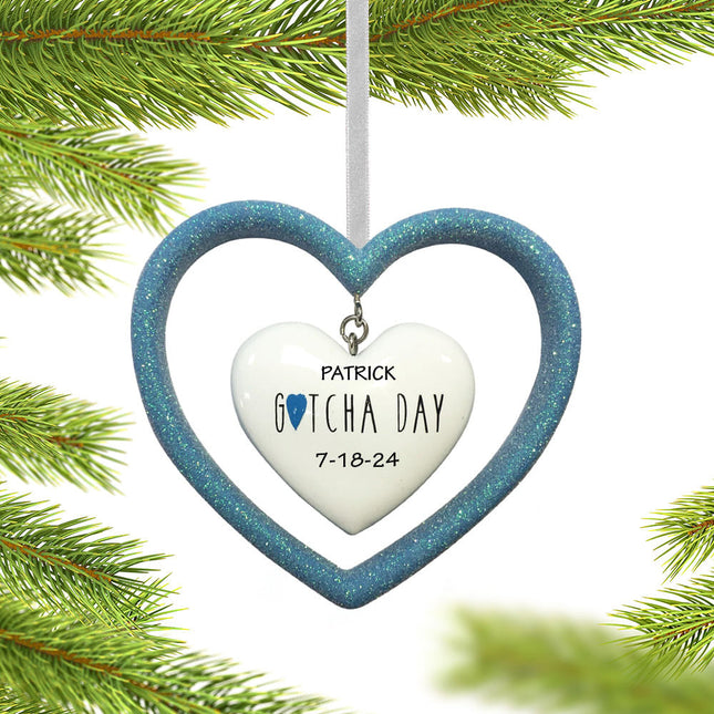 engraved personalized adoption happy gotcha day blue christmas ornament – Christmas ornament, holiday tree decoration or gift