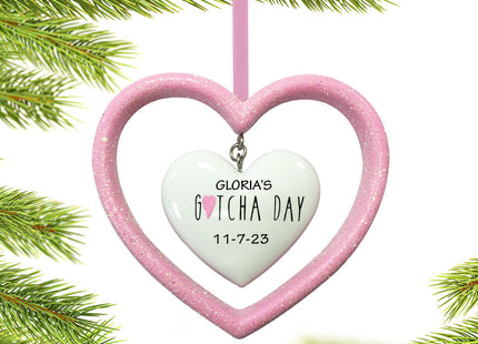 keepsake personalized adoption happy gotcha day pink christmas ornament – Christmas ornament, holiday tree decoration or gift
