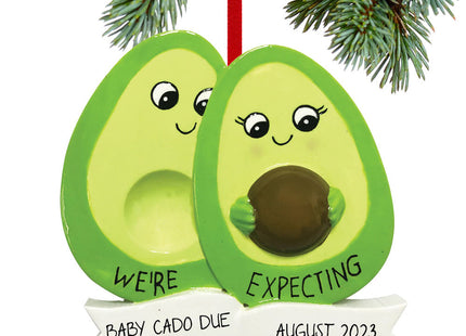 decorative personalized couple avocado expecting christmas ornament – Christmas ornament, holiday tree decoration or gift