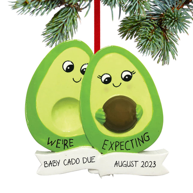 decorative personalized couple avocado expecting christmas ornament – Christmas ornament, holiday tree decoration or gift