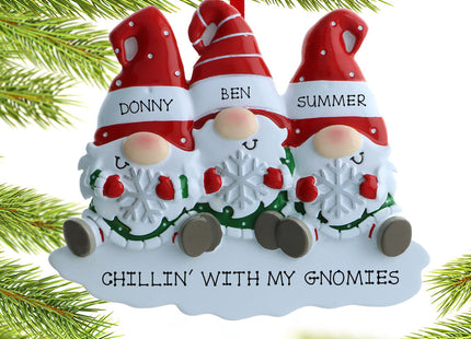 keepsake personalized gnome family of 3 christmas ornament – Christmas ornament, holiday tree decoration or gift
