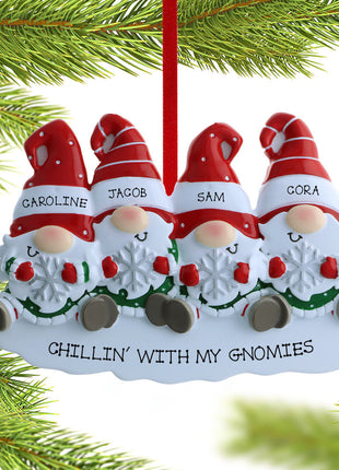 Gnome Family Of 4 Ornament  by POLARX Ornament
