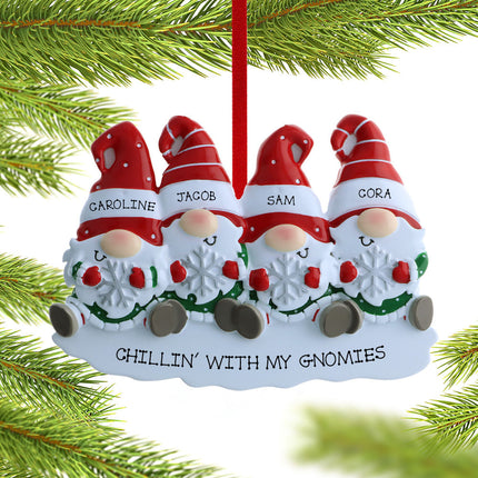 Gnome Family Personalized Ornament - 2, 3, 4, 5, 6 Family Members
