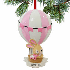 keepsake personalized baby boy bunny in balloon christmas ornament – Christmas ornament, holiday tree decoration or gift