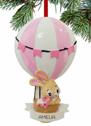 Baby Girl Bunny In Balloon Ornament  by POLARX Ornament
