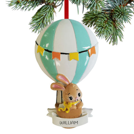 Baby Girl or Boy Bunny In Balloon Personalized Ornament