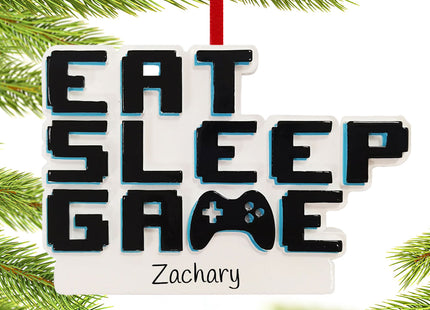 custom personalized eat sleep game christmas ornament – Christmas ornament, holiday tree decoration or gift