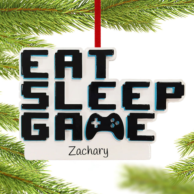 custom personalized eat sleep game christmas ornament – Christmas ornament, holiday tree decoration or gift