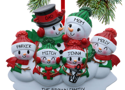 holiday personalized classic snowman family of 5 christmas ornament – Christmas ornament, holiday tree decoration or gift