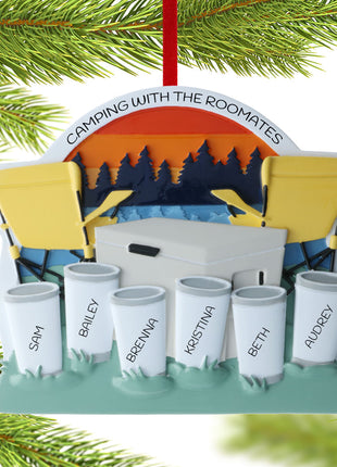 Family Of 6 Cooler At The Lake Ornament  by POLARX Ornament