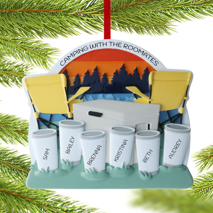 Family With Cooler At The Lake Personalized Ornament - 4, 5, 6 Family Members