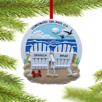 decorative personalized adirondack beach chair couple christmas ornament – Christmas ornament, holiday tree decoration or gif