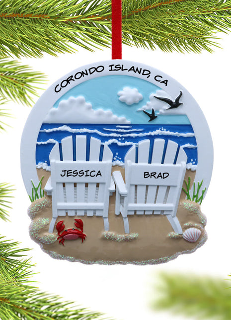 Adirondack Beach Chair Couple Ornament  by POLARX Ornament