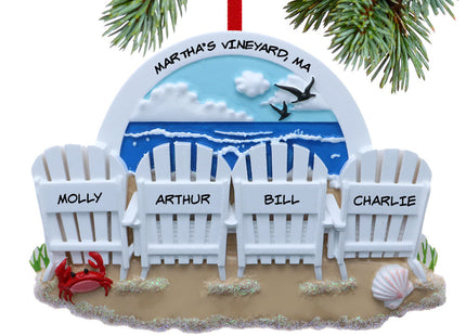 decorative personalized adirondack beach chair family of 4 christmas ornament – Christmas ornament, holiday tree decoration o