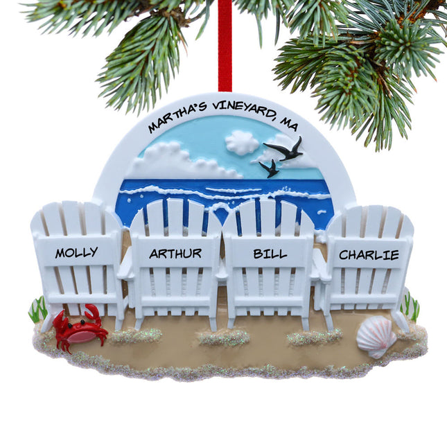 Adirondack Colorful Beach Chair Family Of 3, 4 or 5 Ornament