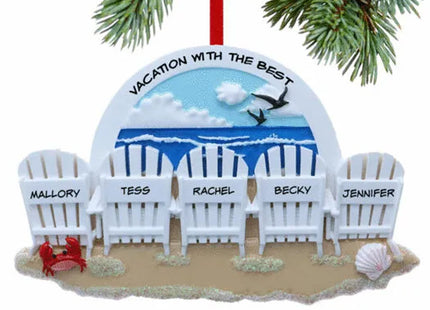 engraved personalized adirondack beach chair family of 5 christmas ornament – Christmas ornament, holiday tree decoration or 