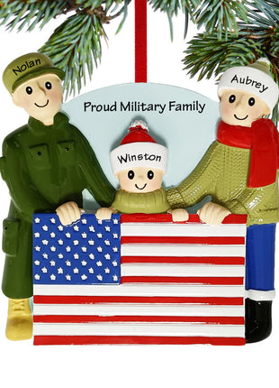 Military Family Of 3 Ornament  by POLARX Ornament