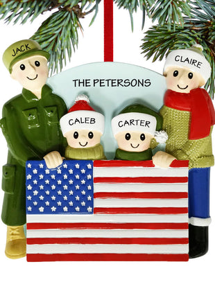 Military Family Of 4 Ornament  by POLARX Ornament