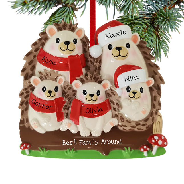 personalized personalized hedgehog family of 5 christmas ornament – Christmas ornament, holiday tree decoration or gift