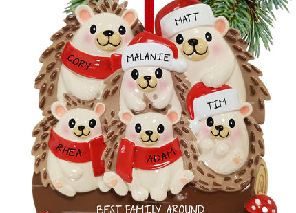 custom personalized hedgehog family of 6 christmas ornament – Christmas ornament, holiday tree decoration or gift