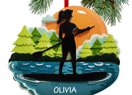 decorative personalized female paddle board christmas ornament – Christmas ornament, holiday tree decoration or gift