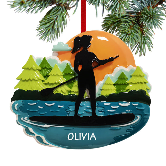 decorative personalized female paddle board christmas ornament – Christmas ornament, holiday tree decoration or gift