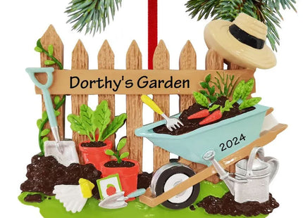 decorative personalized gardener wheelbarrow christmas ornament – Christmas ornament, holiday tree decoration or gift