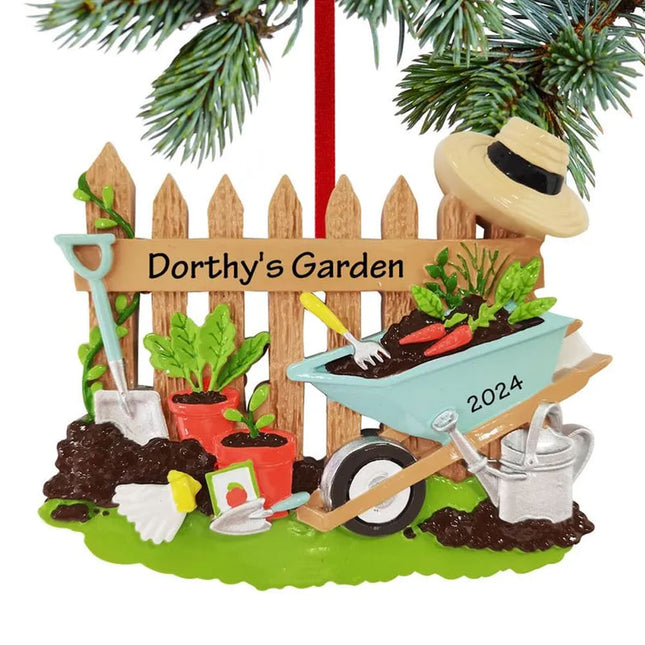 decorative personalized gardener wheelbarrow christmas ornament – Christmas ornament, holiday tree decoration or gift