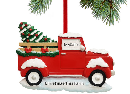 custom personalized classic red truck christmas ornament – Christmas ornament, holiday tree decoration or gift