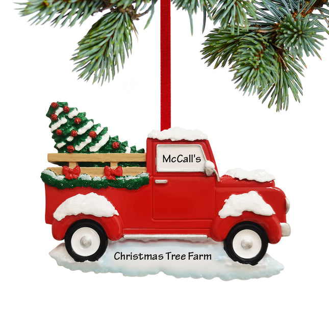 custom personalized classic red truck christmas ornament – Christmas ornament, holiday tree decoration or gift