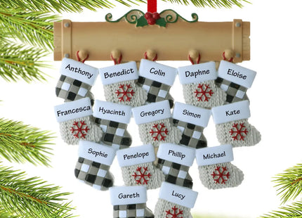 holiday personalized family of 16 stockings christmas ornament – Christmas ornament, holiday tree decoration or gift
