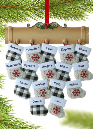 Family Of 16 Stockings Ornament  by POLARX Ornament